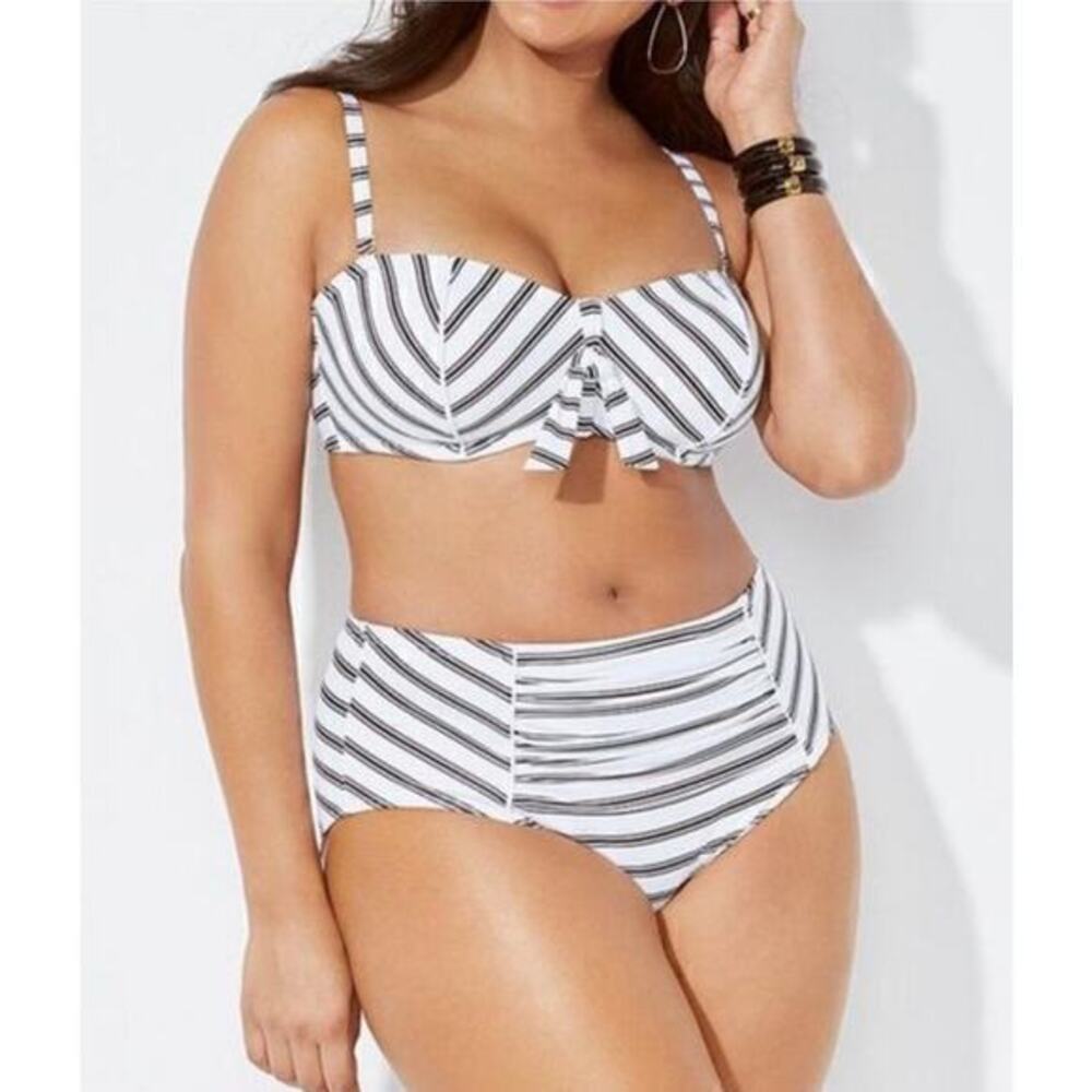 Swimsuits for all scout underwire shirred high waisted bikini set size 10